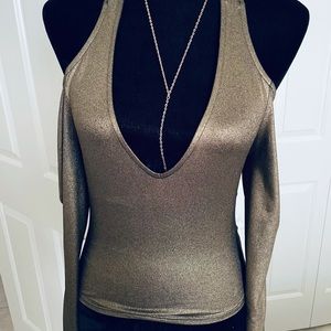 BeBe Gold Foil Knit Top